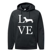 I Love Dachshund Weiner Dog Lover valentine's day Performance Fleece Hoodie