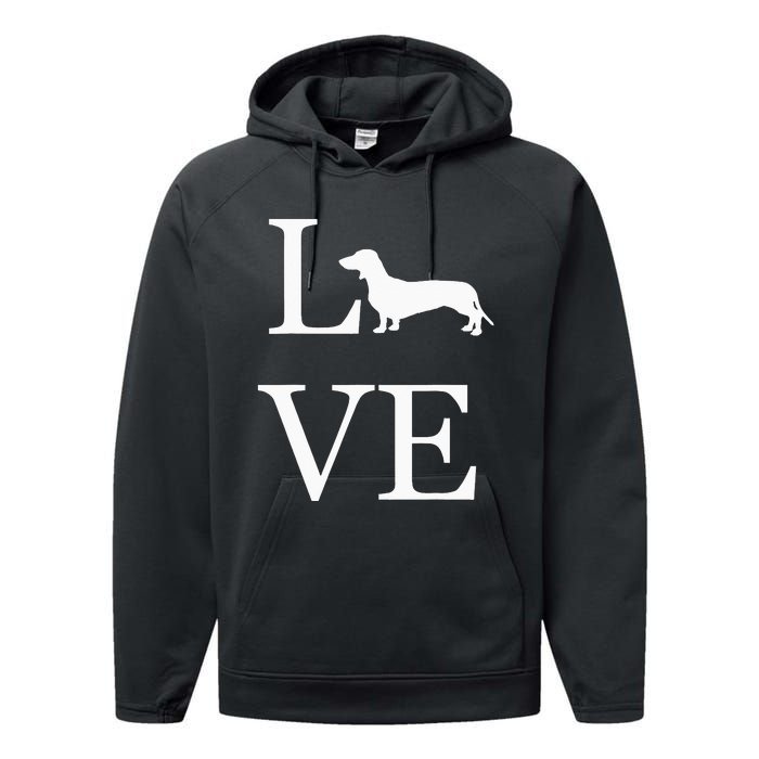 I Love Dachshund Weiner Dog Lover valentine's day Performance Fleece Hoodie