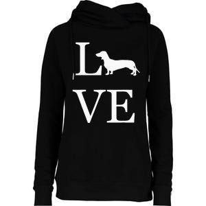 I Love Dachshund Weiner Dog Lover valentine's day Womens Funnel Neck Pullover Hood