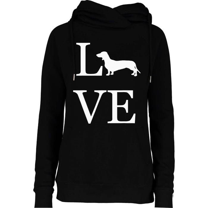 I Love Dachshund Weiner Dog Lover valentine's day Womens Funnel Neck Pullover Hood