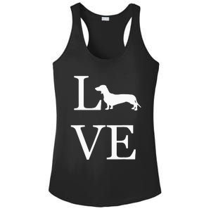 I Love Dachshund Weiner Dog Lover valentine's day Ladies PosiCharge Competitor Racerback Tank