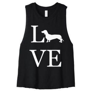 I Love Dachshund Weiner Dog Lover valentine's day Women's Racerback Cropped Tank