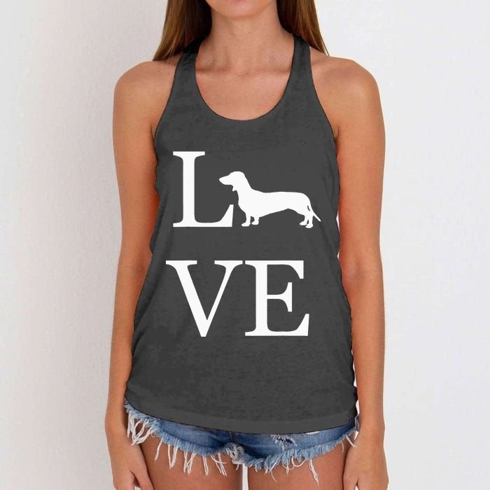 I Love Dachshund Weiner Dog Lover valentine's day Women's Knotted Racerback Tank