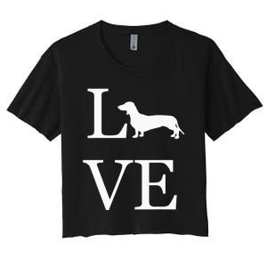 I Love Dachshund Weiner Dog Lover valentine's day Women's Crop Top Tee