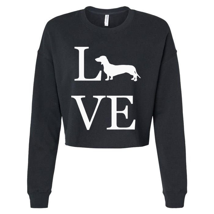 I Love Dachshund Weiner Dog Lover valentine's day Cropped Pullover Crew