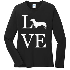 I Love Dachshund Weiner Dog Lover valentine's day Ladies Long Sleeve Shirt