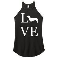 I Love Dachshund Weiner Dog Lover valentine's day Women's Perfect Tri Rocker Tank