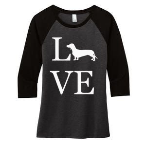 I Love Dachshund Weiner Dog Lover valentine's day Women's Tri-Blend 3/4-Sleeve Raglan Shirt