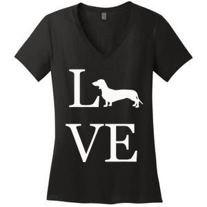 I Love Dachshund Weiner Dog Lover valentine's day Women's V-Neck T-Shirt