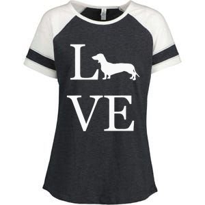 I Love Dachshund Weiner Dog Lover valentine's day Enza Ladies Jersey Colorblock Tee