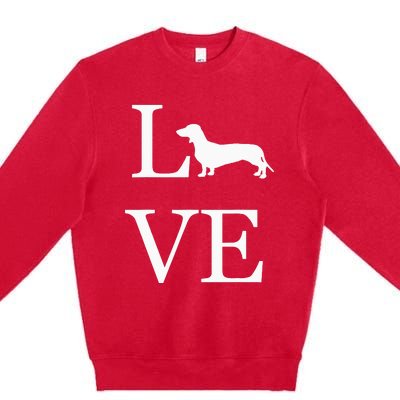 I Love Dachshund Weiner Dog Lover valentine's day Premium Crewneck Sweatshirt