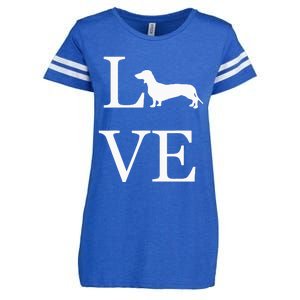 I Love Dachshund Weiner Dog Lover valentine's day Enza Ladies Jersey Football T-Shirt