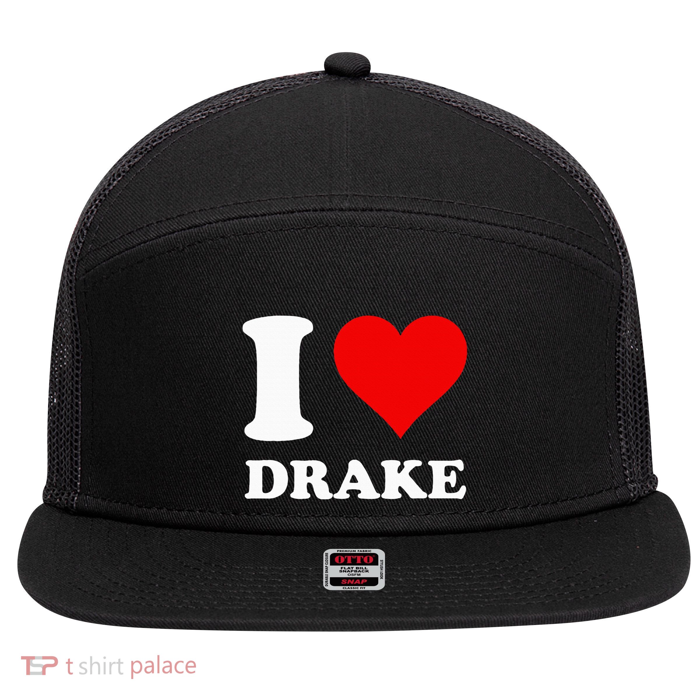 I Love Drake First Name 7 Panel Mesh Trucker Snapback Hat