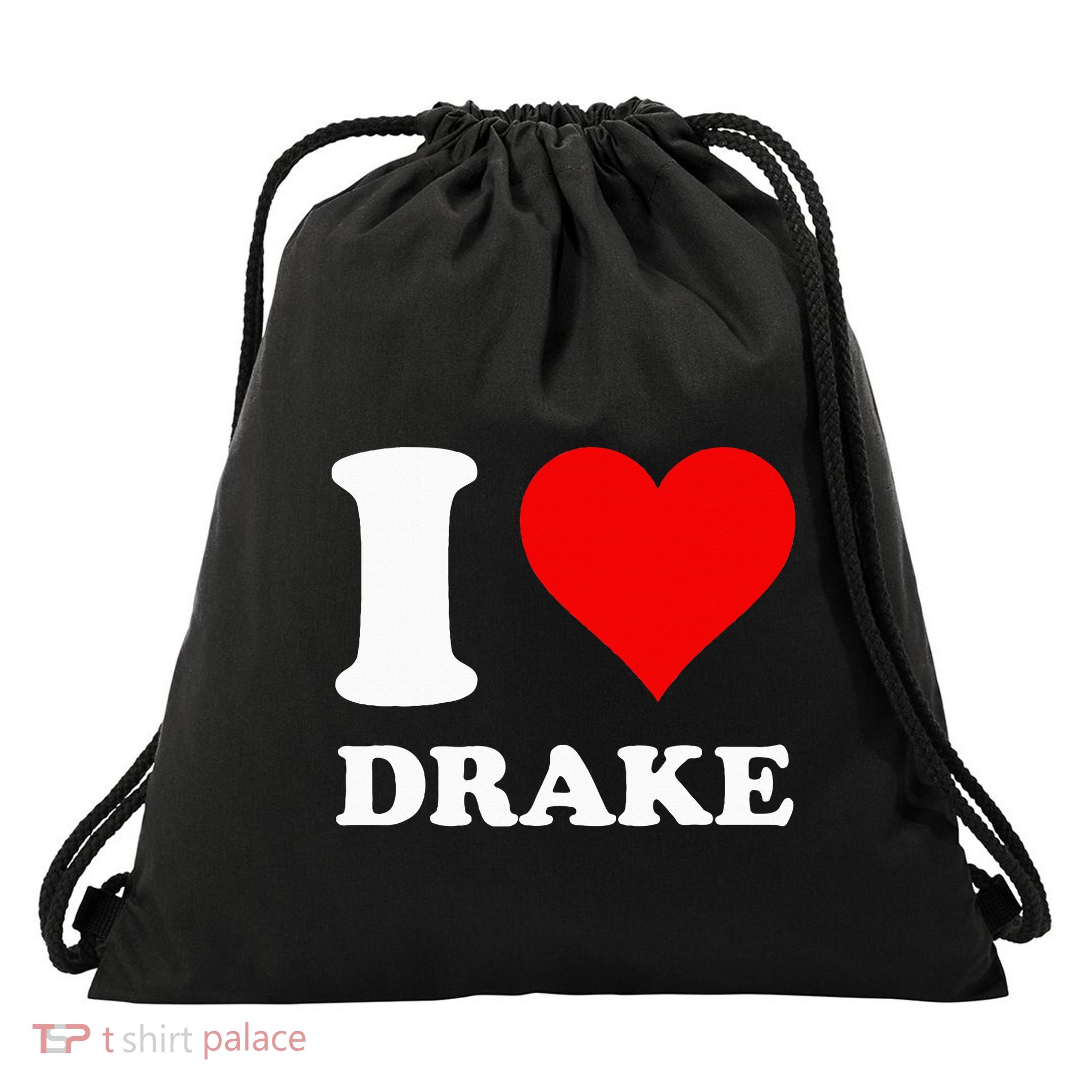 I Love Drake First Name Drawstring Bag