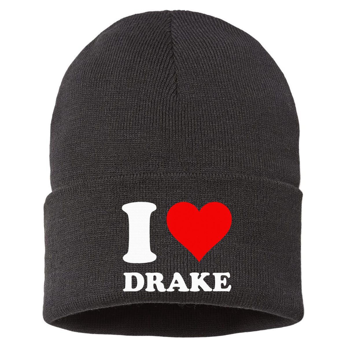 I Love Drake First Name Sustainable Knit Beanie