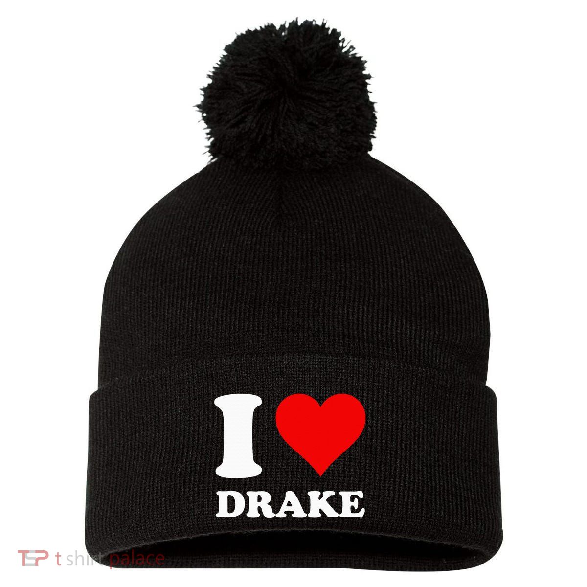 I Love Drake First Name Pom Pom 12in Knit Beanie