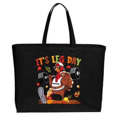 ItS Leg Day Turkey Running Funny Thanksgiving Cotton Canvas Jumbo Tote