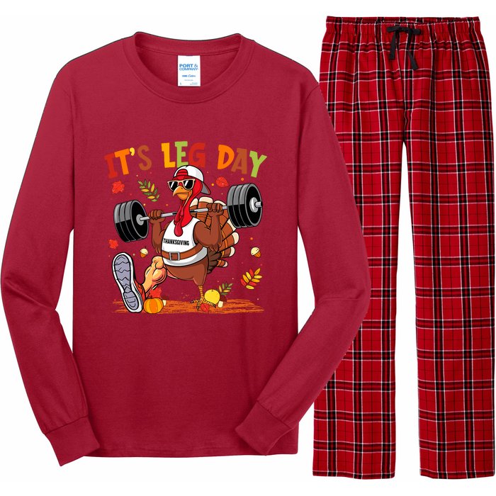 ItS Leg Day Turkey Running Funny Thanksgiving Long Sleeve Pajama Set