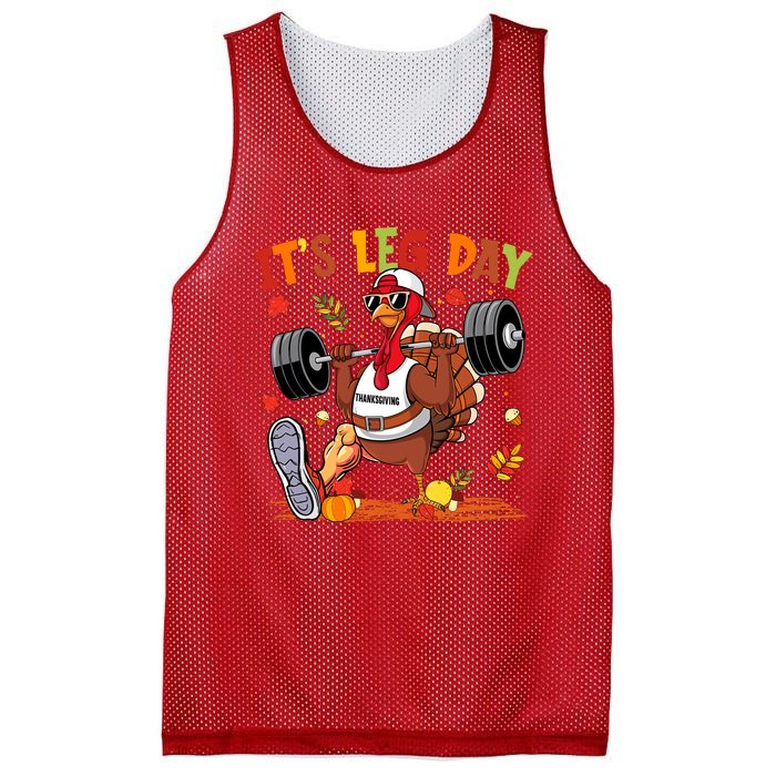 ItS Leg Day Turkey Running Funny Thanksgiving Mesh Reversible Basketball Jersey Tank