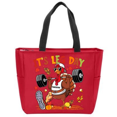 ItS Leg Day Turkey Running Funny Thanksgiving Zip Tote Bag