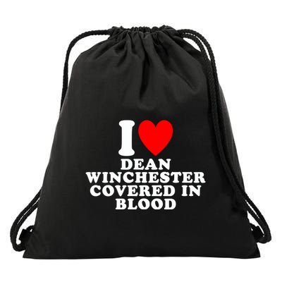 I Love Dean Winchester Covered In Blood Drawstring Bag