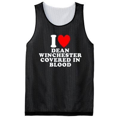 I Love Dean Winchester Covered In Blood Mesh Reversible Basketball Jersey Tank