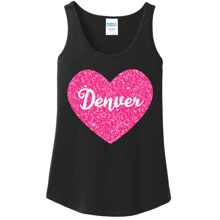 I Love Denver Colorado USA Pink Heart Gift For Women Ladies Essential Tank