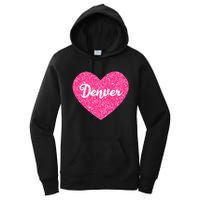 I Love Denver Colorado USA Pink Heart Gift For Women Women's Pullover Hoodie