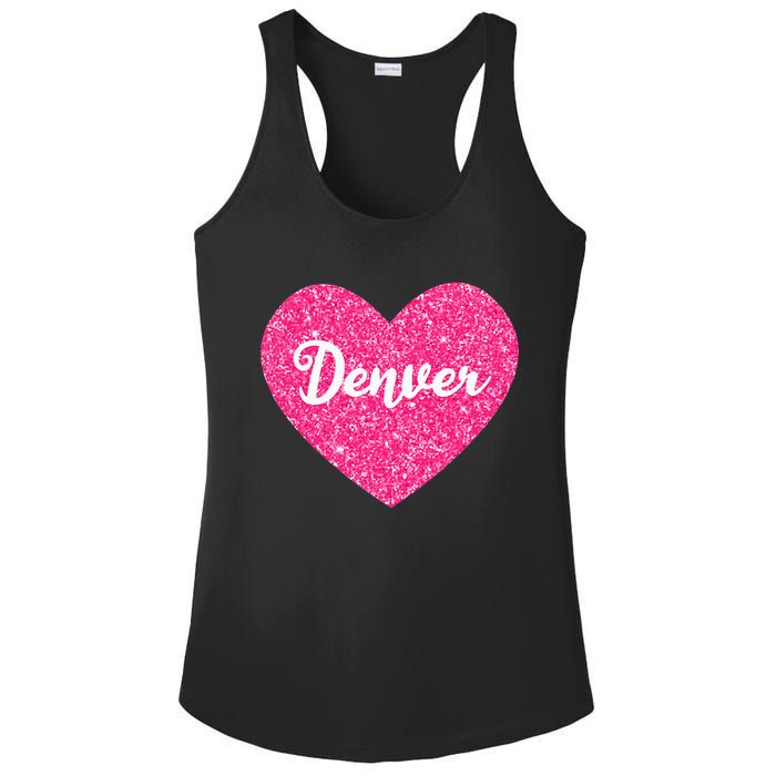 I Love Denver Colorado USA Pink Heart Gift For Women Ladies PosiCharge Competitor Racerback Tank