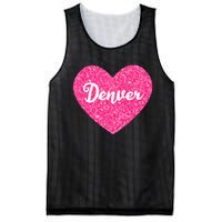 I Love Denver Colorado USA Pink Heart Gift For Women Mesh Reversible Basketball Jersey Tank