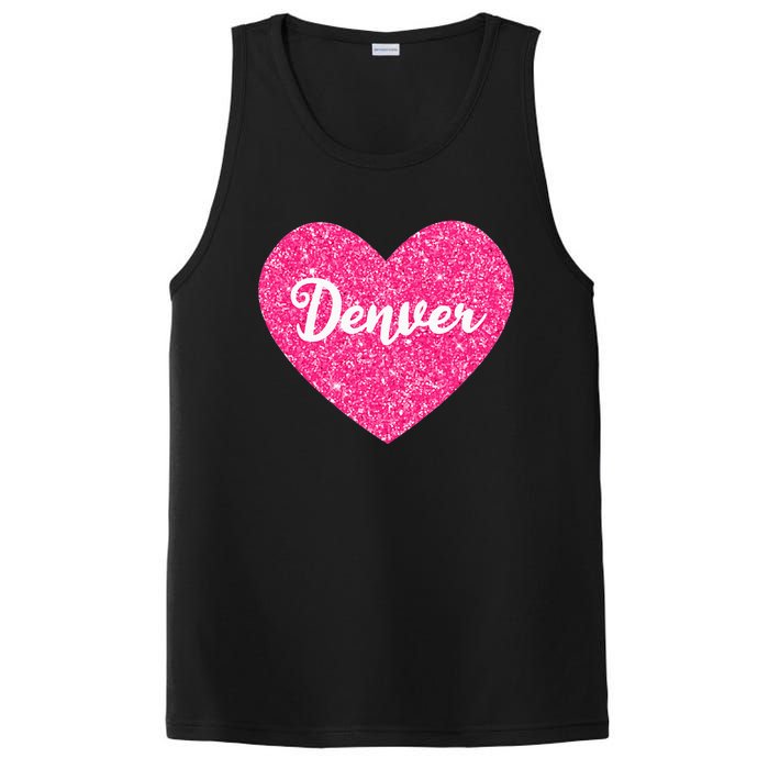 I Love Denver Colorado USA Pink Heart Gift For Women PosiCharge Competitor Tank