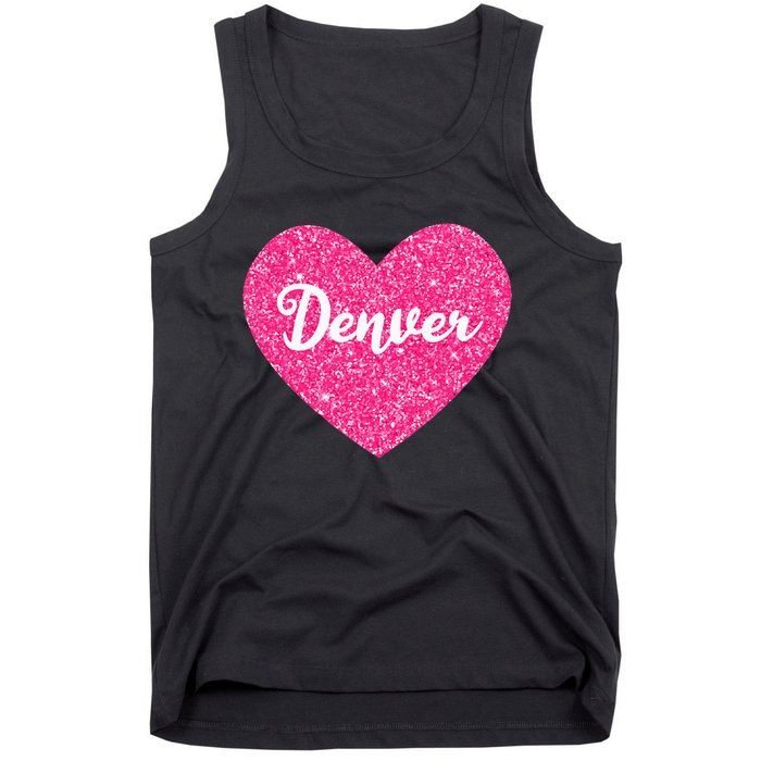 I Love Denver Colorado USA Pink Heart Gift For Women Tank Top