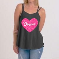 I Love Denver Colorado USA Pink Heart Gift For Women Women's Strappy Tank