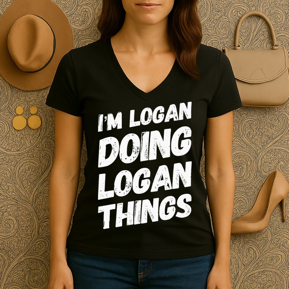 IM Logan Doing Logan Things Personalized Name Logan Gifts Women's V-Neck T-Shirt