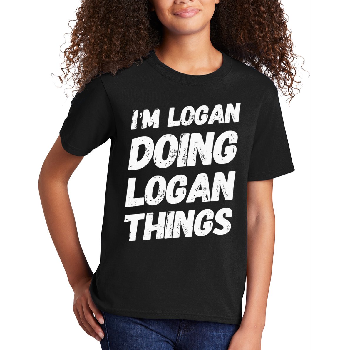 IM Logan Doing Logan Things Personalized Name Logan Gifts Kids T-Shirt
