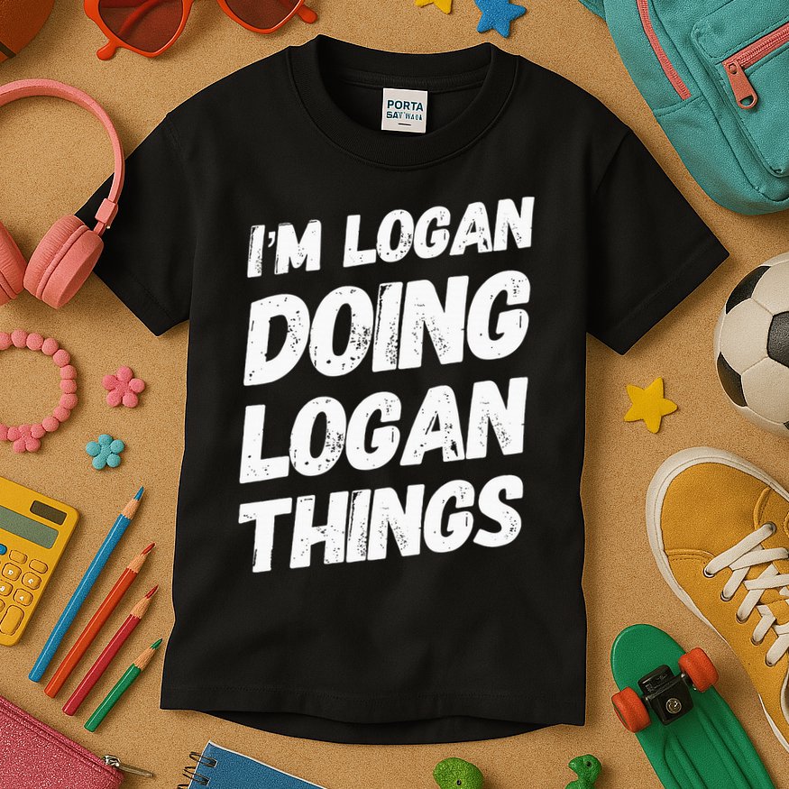 IM Logan Doing Logan Things Personalized Name Logan Gifts Kids T-Shirt
