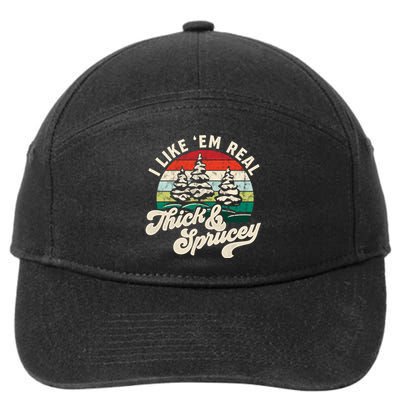 I Like Em Real Thick & Sprucey Funny Christmas Tree 7-Panel Snapback Hat