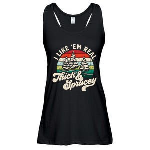 I Like Em Real Thick & Sprucey Funny Christmas Tree Ladies Essential Flowy Tank