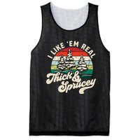 I Like Em Real Thick & Sprucey Funny Christmas Tree Mesh Reversible Basketball Jersey Tank