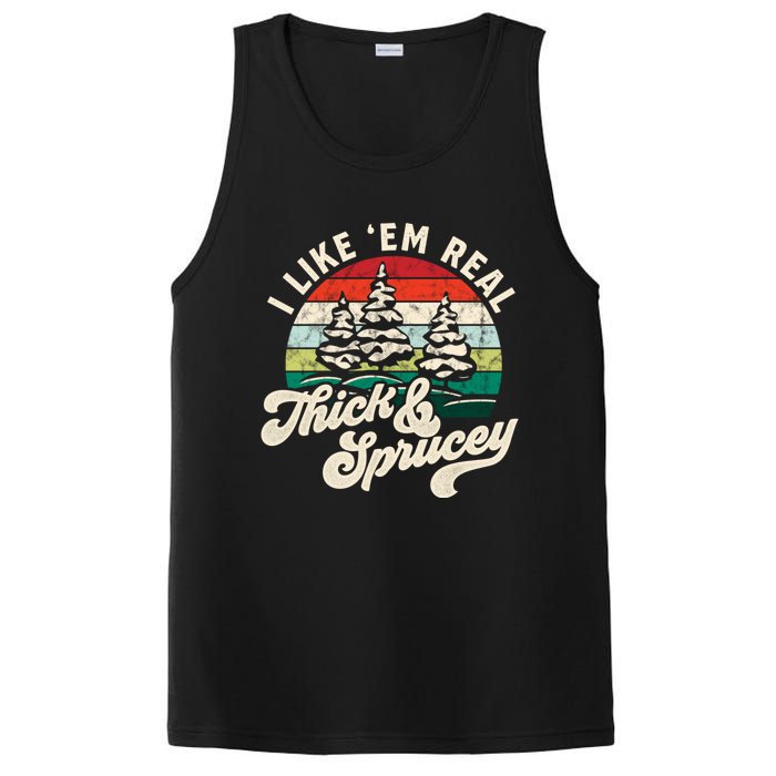 I Like Em Real Thick & Sprucey Funny Christmas Tree PosiCharge Competitor Tank