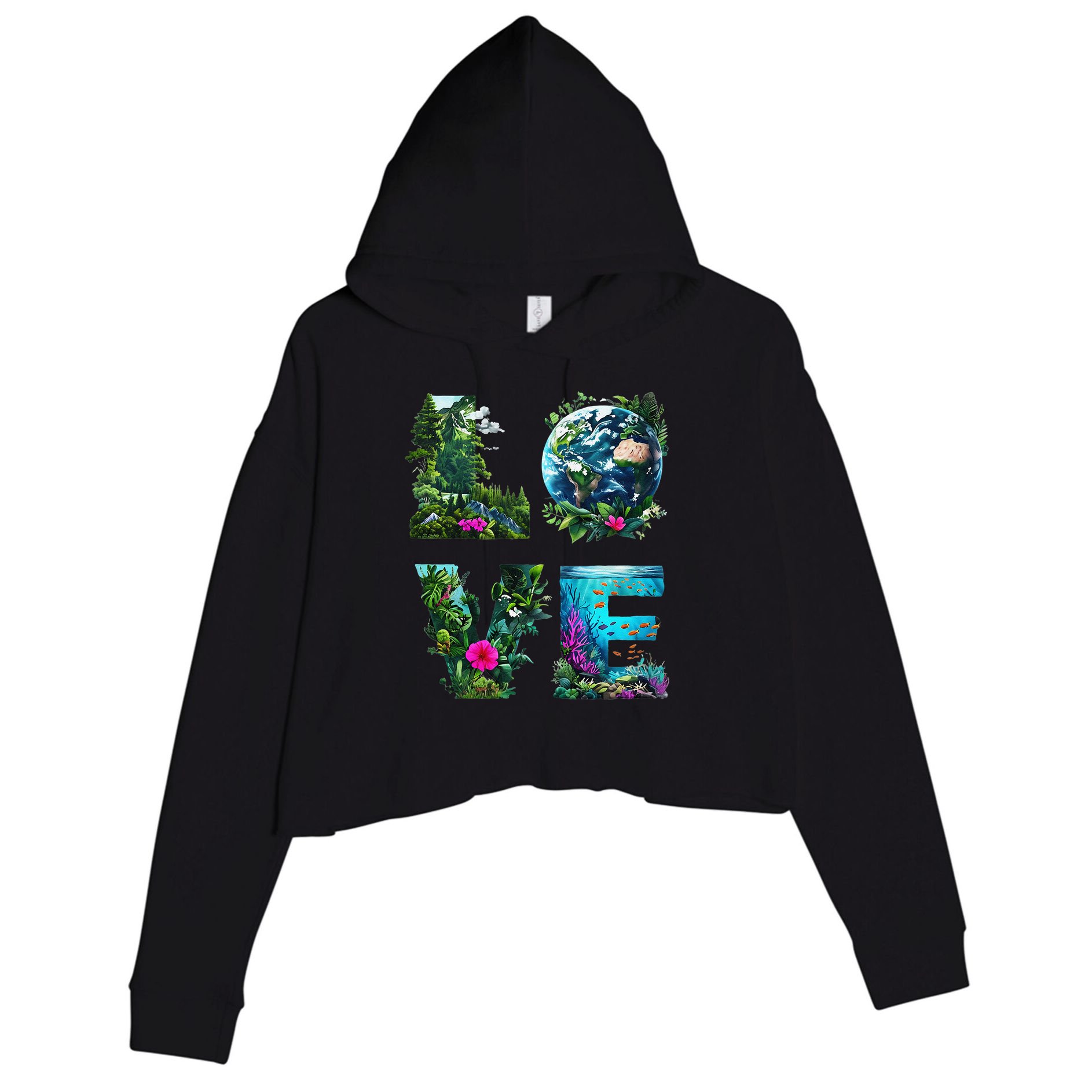 I Love Earth Day Planet Environmental Activism Globe Nature Crop Fleece Hoodie