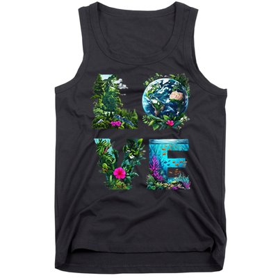 I Love Earth Day Planet Environmental Activism Globe Nature Tank Top