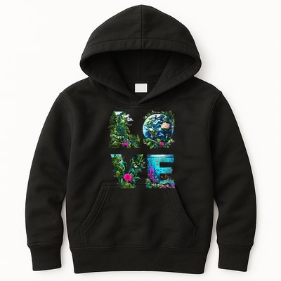 I Love Earth Day Planet Environmental Activism Globe Nature Kids Hoodie