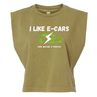 I Like ECars And Maybe 3 People Funny Drive Electric Cars Drive Electric Plug In Garment-Dyed Women's Muscle Tee