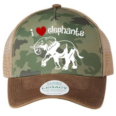 I Love Elephants Heart African Savanna Animals Gift Legacy Tie Dye Trucker Hat