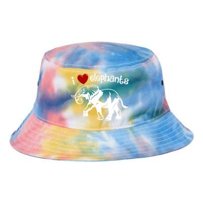 I Love Elephants Heart African Savanna Animals Gift Tie Dye Newport Bucket Hat