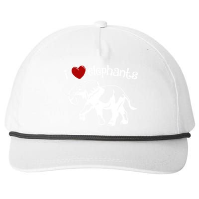 I Love Elephants Heart African Savanna Animals Gift Snapback Five-Panel Rope Hat