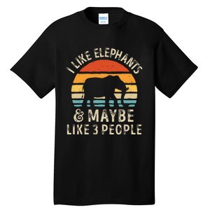 I Like Elephants And Maybe Like 3 People Elephant Retro Tall T-Shirt