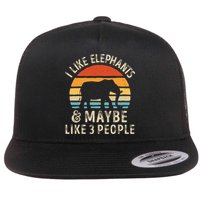I Like Elephants And Maybe Like 3 People Elephant Retro Flat Bill Trucker Hat