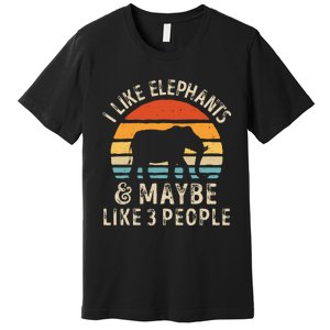 I Like Elephants And Maybe Like 3 People Elephant Retro Premium T-Shirt